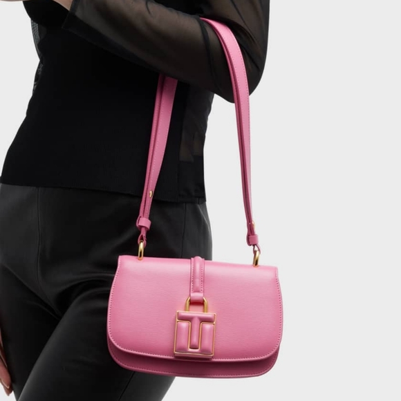 Authentic Tom Ford 001 Lock Mini Flap Shoulder Bag color Pink - Picture 5 of 13